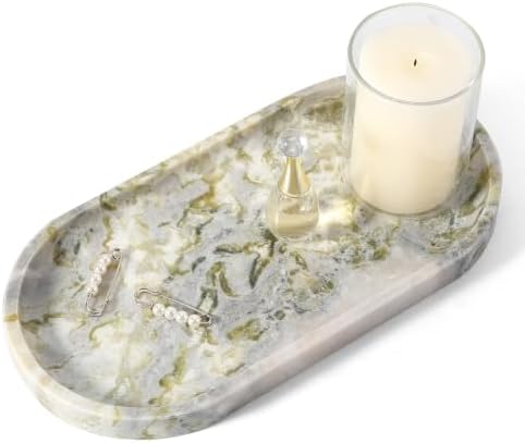 Koville Green Marble Vanity Tray for Bathroom Countertop by Koville