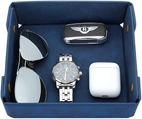 CASIRENA Faux Leather Valet Tray Organizer for Men - Catch-All Tray for Entryway Table Key, Wallet, Watch, Coin Change, Phone, Dresser EDC Dump Jewelry, Bedside Nightstand Desk-top by CASIRENA