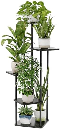 Bamworld Black Plant Stand Indoor 5 tier Corner Plant Shelf by Bamworld