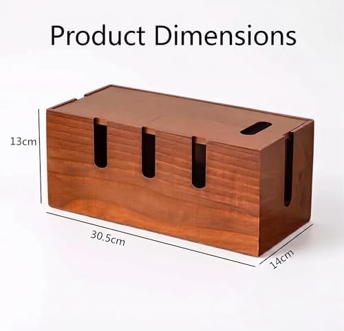 Wood Cable Management Box, Power Strip Cord Organizer Box, for Electrical Hiding Cord Management, Desk Cable Storage Box for Home Office - Image 2