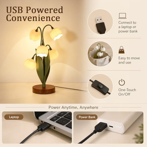 Flower Table Lamp for Bedroom, LED Cute Reading Light - Image 3