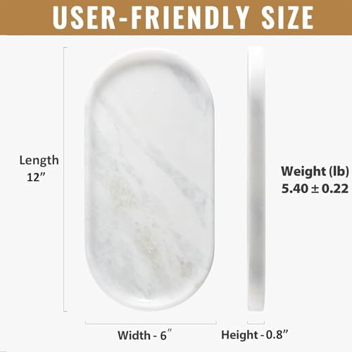 Koville African Natural Marble Decorative Tray, 12"x6" - Countertop Organizer, Catchall Tray for Perfume, Candles, Jewelry - Image 2
