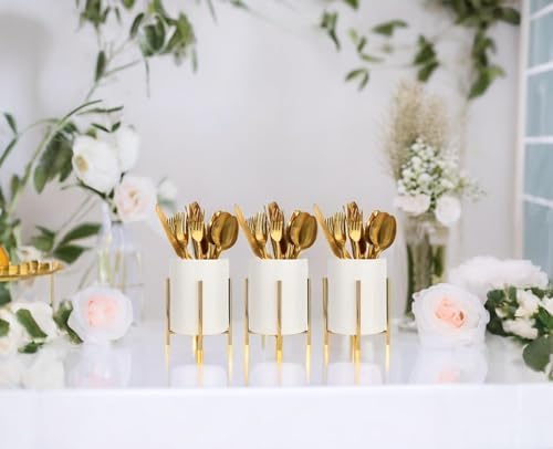 Pencil Holders & Pen Holders Gold Desk Accessories for Women Strong Metal and Ceramic Pen cup(High5.5'' x wide3.8'') - Image 3