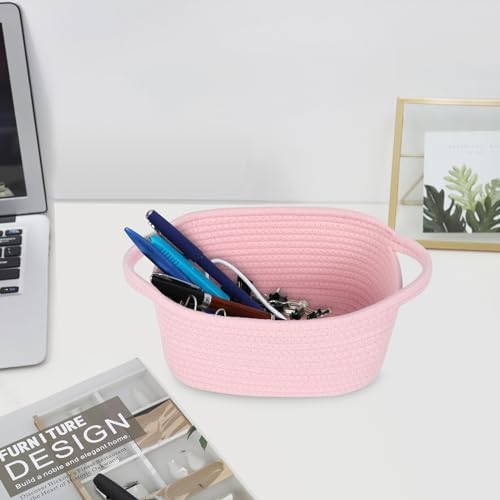 ABenkle Small Storage Basket, Mini Woven Basket, Cute Cotton Rope Basket for Shelves, Boho Decorative Toy Storage Bin Gift Basket - Image 5