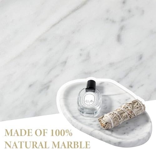 Koville Luxurious Natural Marble Vanity Tray for Home Decor, Cloud Shape Serving Stone Key Tray, 10" x 7" Marble Storage Trays for Bathroom, Stone Plate for Perfume, Candle and Jewelry（Bianco Carrara） - Image 5