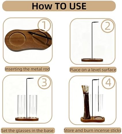 Glass Incense Holder,Retro Incense Sticks Burner Holder with Storage,Hang Upside Down Incense Holder with Ash Catcher (Rustic) - Image 4