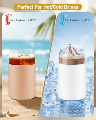 16 oz Glass Cups with Lids - 2 Pack Iced Coffee Cups with Silicone Sleeves - Image 5