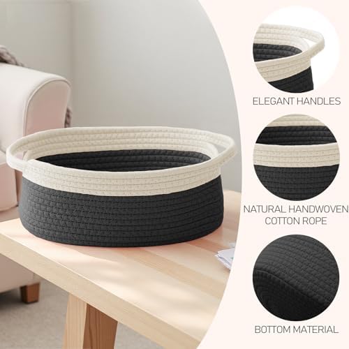 JMvicyroam Small Woven Basket, Empty Gift Basket, White&Black/1 Pack - Image 3