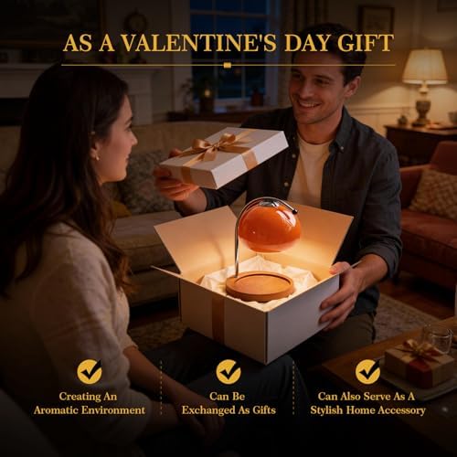 Topyond Aroma Wax Melting Lamp, Retro Wood Glass Candle Warmer，Orange Red - Image 5