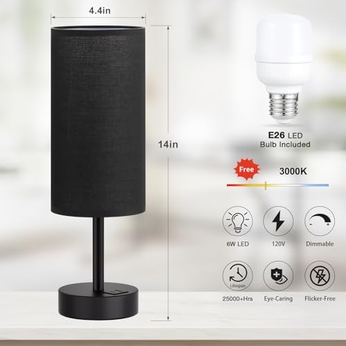 Dicoool Bedside Table Lamp for Bedroom - 3-Way Dimmable Touch Lamp, USB A+C - Image 5