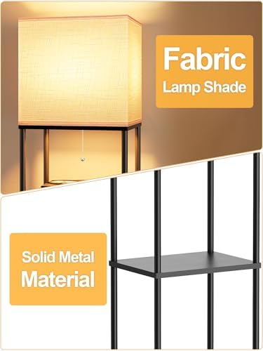 Large Floor Lamp with Shelves, 5-Tier Tall Floor lamp with for Living Room, Shelf Floor Lamp with 3 CCT LED Bulb, Corner Display Standing Column Lamp, Etagere Organizer Tower Nightstand for Bedroom - Image 4