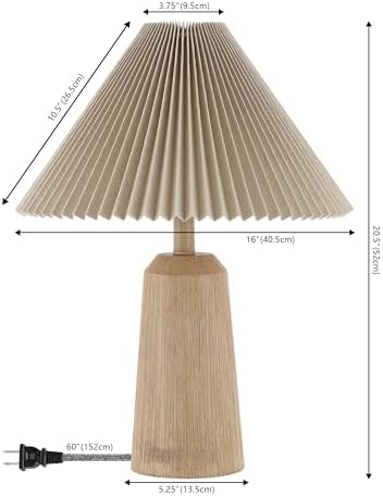JONATHAN Y Arvid Table Lamp 20.5" Resin Metal Bedside, Beige Wood Finish - Image 4