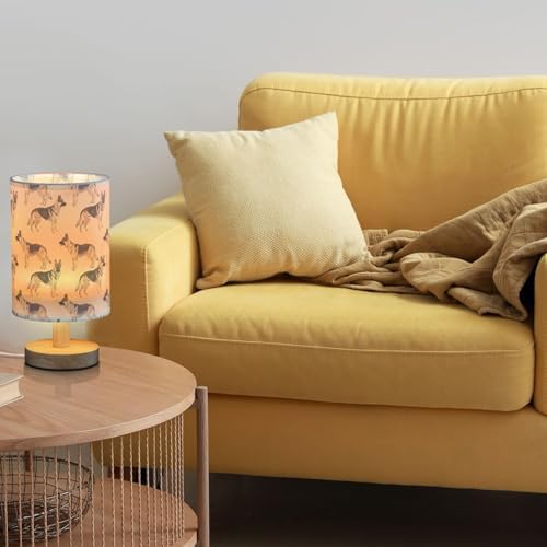 Fustylead German Shepherd Dogs Tan Bedside Table Lamps with USB Port for Bedroom Lamp Accent Table Lamp Small Nightstand Lamp Sturdy Linen Shade Wooden Decorative Lamps for Home|Kids|Holiday - Image 2