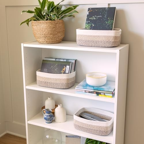 NaturalCozy 11.8"x8"x4.5” Storage Baskets for Shelves 3 Pack | Cotton Rope Woven Small Baskets for Organizing | Small Storage Bins for Nursery, Bathroom, Closet, Cube Shelf, Decorative, Gift Basket - Image 3