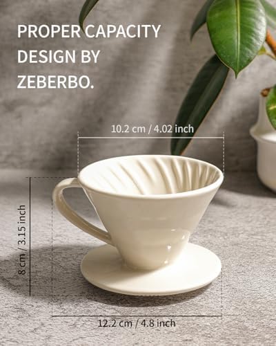 Pour Over Coffee Maker, Single Cup Ceramic Coffee Dripper, Reusable Filter Cone Drip Holder Slow Brewer with Hole Flat Bottom for Home, Office, Travel, Camping (White) - Image 4