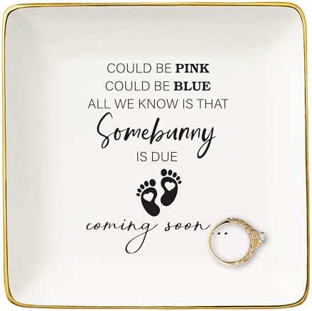 Mothers Day Christmas Gift,Baby Pregnancy Announcement Gifts-Promoted to Grandma,Aunt,Godmother-Baby Coming Soon-New Baby Reveal Present for Mom Sister Friends-Jewelry Tray Trinket Holder Ring Dish by NZY