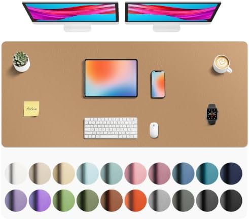 Aothia Faux Leather Desk Mat Mouse Pad, 55" x 24", Khaki by AothiaSimpleNaturalUnique