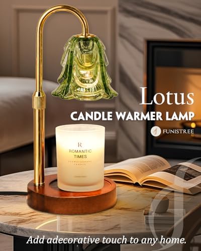 Funistree Small Candle Warmer Lamp with Timer, Adjustable Green Lamp Warmer for Jar Candles, Christmas Birthday Gifts for Women Mom Her, Dimmable Candle Heater, Cute Wax Warming Light with Wood Base - Image 2