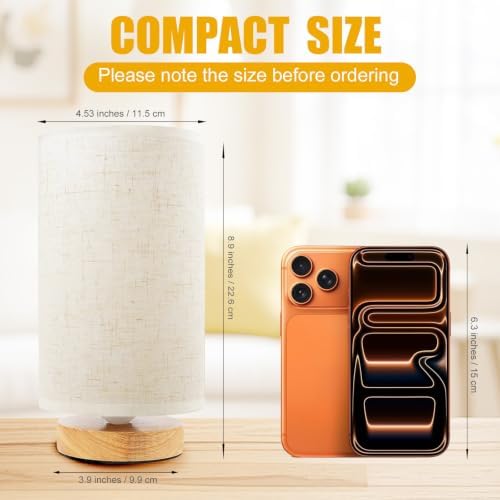 Table Lamps for Bedrooms Set of 2, Minimalist Bedside Lamps Set with Round Fabric Linen Shade,Reading Small Desk Lamp Set of 2 for Kids Room, Night Nightstand Lamp Set for Living Room, Office - Image 5