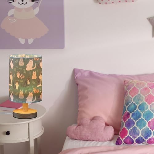 Fustylead Pretty Norwegian Forest Cats and Twigs Bedside Table Lamps with USB Port for Bedroom Lamp Accent Table Lamp Small Nightstand Lamp Linen Shade Decorative Lamps for Kids|Reading|Dome|Home - Image 5