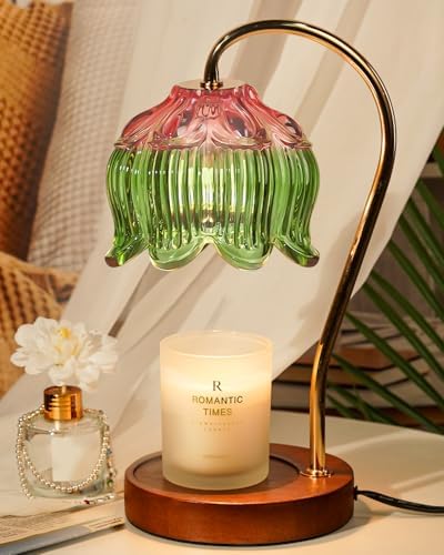 Funistree Glass Candle Warmer Lamp with Timer, Electric Candle Warmer Lamp, Graduation Birthday Gifts for Women Girls, Flower Candle Light Warmer Gifts, Aromatic Candle Warmer for Vintage Home Decor by Funistree