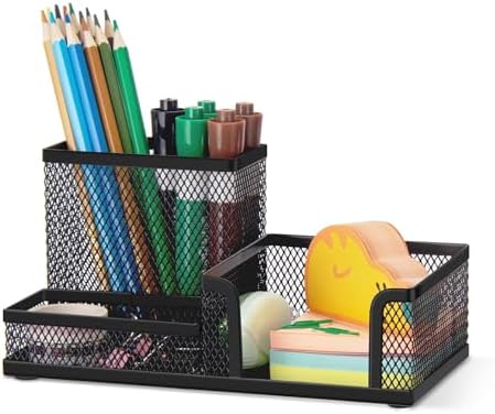 Comix Mesh Pen Holder, Desk Organizer for Home Office, Black by Comix