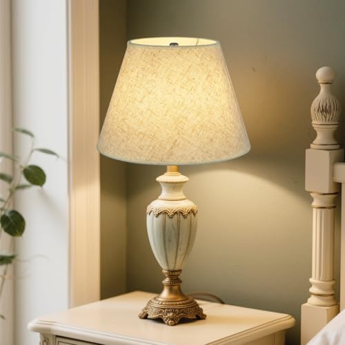 Beige Lamp Shades Set of 2 for Table Lamps, Small Empire Fabric Lampshades, 6 Inch Top, 10 Inch Bottom, 7 Inch High, Linen Textured Replacement Shades with Spider Fitter - Image 5