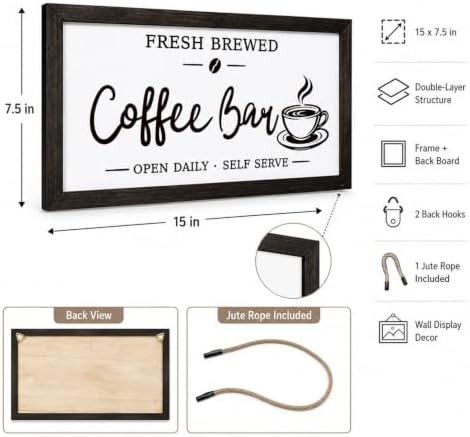 Minimalist Coffee Bar Wooden Sign, Modern Coffees Station Decor for Kitchen Counter, Small Coffee Bar Plaque for Home, Shelf and Countertop Decoration -A01 - Image 2