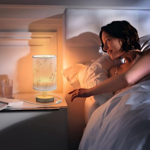 Kigai Small Table Lamp, USB Powered LED Bedside Lamp with Fabric Shade - Image 6