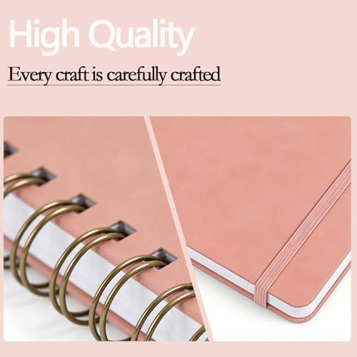 Dot Grid Journal Starter Kit, A5 Spiral Notebook with Stencil Ruler, Date & Color Stickers, Hardcover, 120gsm Thick Paper, Subtle Blue Dotted Pages for Planning, Study & Work - Pink - Image 4
