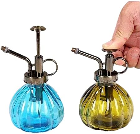 Glass Plant Spray Mister, Watering Spray Bottle, 6.4" Tall Vintage Fine Mist Spritzer Watering Can with Bronze Plastic Top Pump, Small Decorative Watering Can for Succulent House Plant (Yellow) - Image 2