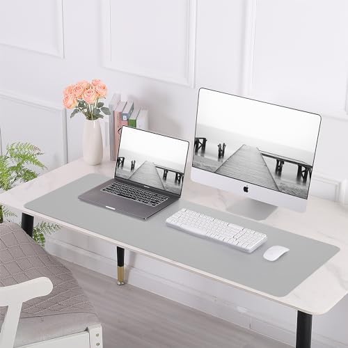 AFIING Cork Desk Mat 47" x 23.6", Dual-Sided Natural Cork & PU Leather Desk Pad, Non-Slip Waterproof Large Mouse Pad for Office, Home & Gaming (Light Grey) - Image 6