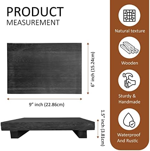 Rustic Pedestal Stand - Handmade Small Wood Tray - Soap Tray for Kitchen Sink, Bathroom (Black, 9 x 6 X 1.5 Inch) - Image 2