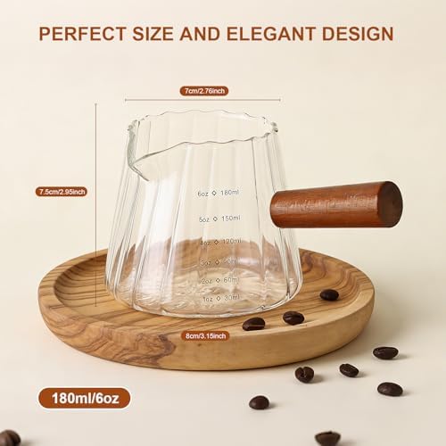 2 PCS Espresso Cups, 6 Oz Espresso Measuring Cup with Wood Handle - Image 3