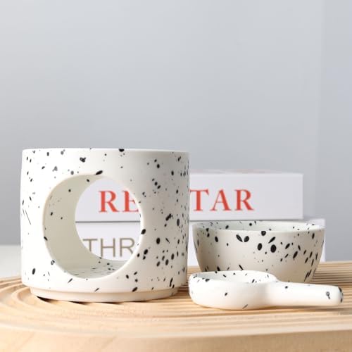 Ceramic Tealight Burner Oil Diffuser Duftlamp with Canlde Holder (Ink Splash) - Image 4