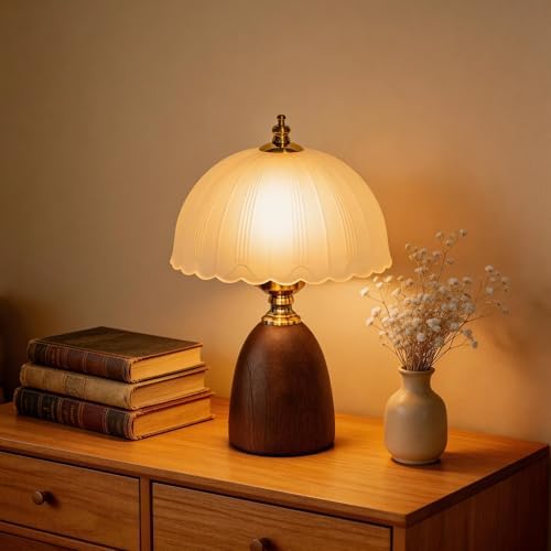 Small 13 Inch Dimmable Rubberwood Table Lamp by Unknown