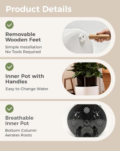 Bamworld Self Watering Pots for Indoor Plants with Water Level Indicator - Image 6