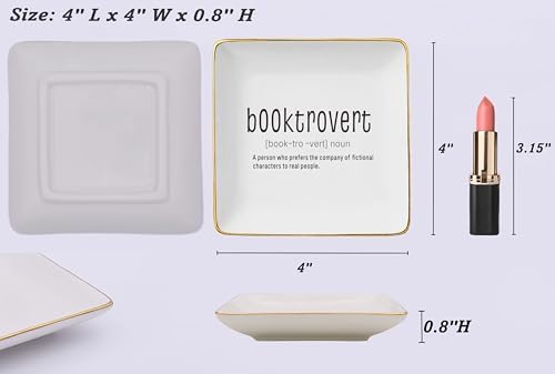 NZY Booktrovert Definition Gifts-Booktrovert Ceramic Jewelry Tray Gifts for Women-Book Reader Lover-Bookish Book Reader Librarian Decor-Trinket Holder Ring Dish - Image 5