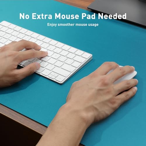 Aothia Faux Leather Desk Mat - Non-Slip PU Leather Desk Blotter, Waterproof Writing Surface, Large Desk Pad for Office & Home (Turquoise, 55" x 24") - Image 4