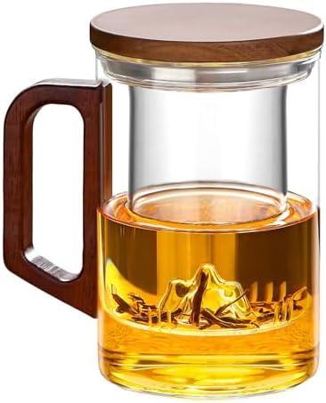 Unbreakable - Glass Tea Cup with Infuser and Lid, 950ML / 32oz Large Borosilicate Tea Mug with Wooden Handle and Lid, Heat Resistant Glass Tea Cup for Loose Leaf Tea, Home Office Use by Unbreakable