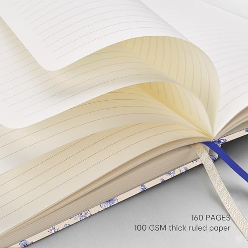 &And Per Se Lined Hardcover Notebook – A5 5.7"x8" College Ruled, 160 Pages, 100gsm Thick Paper – Aesthetic Journal for Women, Gift-Ready Planner, Everyday Writing Notebook (Blue Flowers) - Image 4