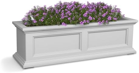 Mayne Fairfield 36in Self-Watering Rectangular Window Box Planter, White by Mayne