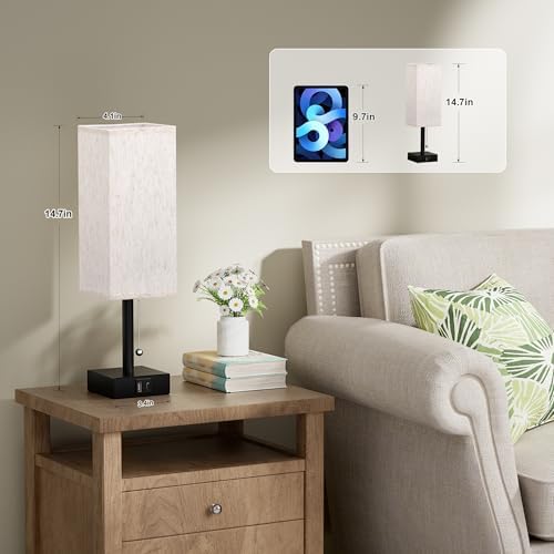 aooshine Bedside Table Lamp for Bedroom - 3 Color Temperatures, USB A+C - Image 5