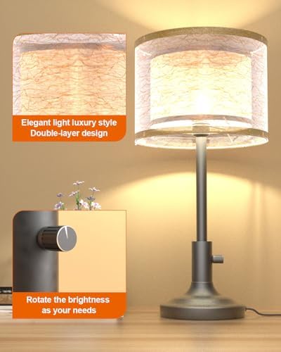 Lightdot Mid Century Table Lamp for Bedroom, Vintage Dimmable - Image 4