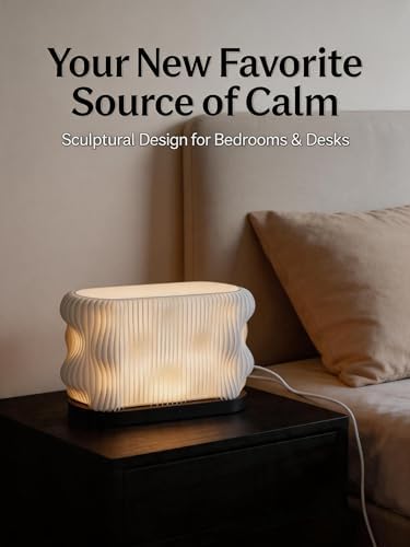 Modern Minimalist Table Lamp, Warm Light Bedside Lamp with Wavy Layered Shade, White, Dark Base, Light Source Included (Small -5.3in*8.27in) - Image 7