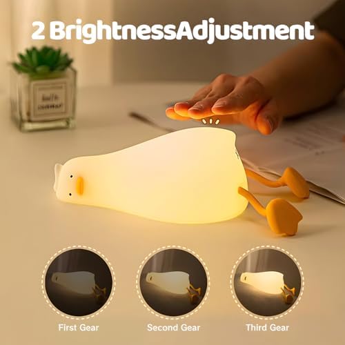 Rytinazzz Silicone Night Light for Kids, 50H Long Battery Duck Lamp (Lying), Gift for Kids, Soft Dimmable Bedside Light, Rechargeable Tap Control - Image 2