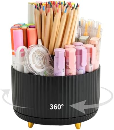 Camelmother 360°Rotating Pen&Pencil Holder For Desk With 5Slots Cute Office by Camelmother