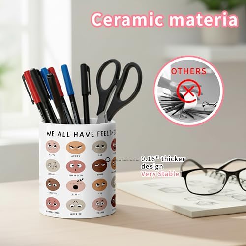 Ceramic Pen Holder Desk Accessories Brush Holder Pencil Holder Organizer - Image 3