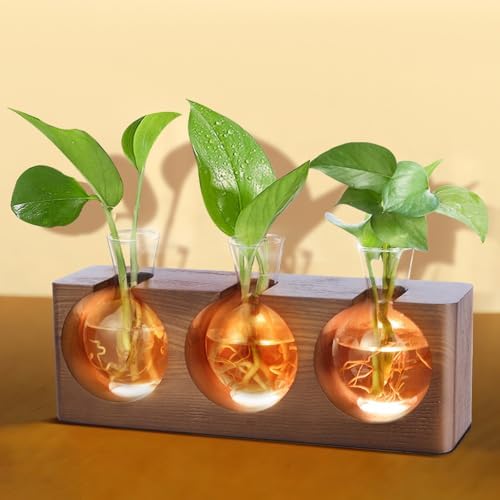 Wooden Stand Plant Propagation Station with 9-Level Adjustable LED Lights by Unknown