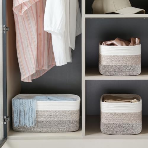 3 Pack Storage Baskets for Organizing, 13.7×9.5×6.3", Gradient Brown - Image 6